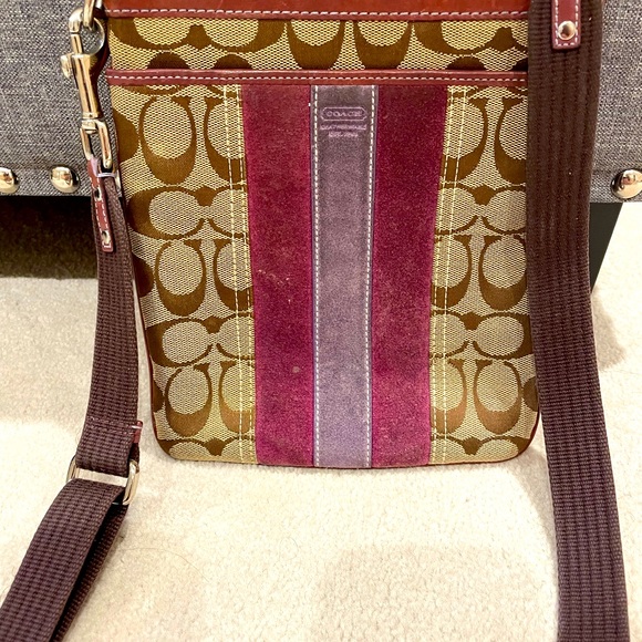 Vintage Coach Cross Body Bag Purse Purple - Picture 1 of 9